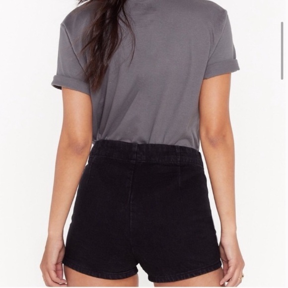 Brave Soul Denim Studio Mindy High Waisted Lace up Shorts Black 10/38 - Picture 4 of 11